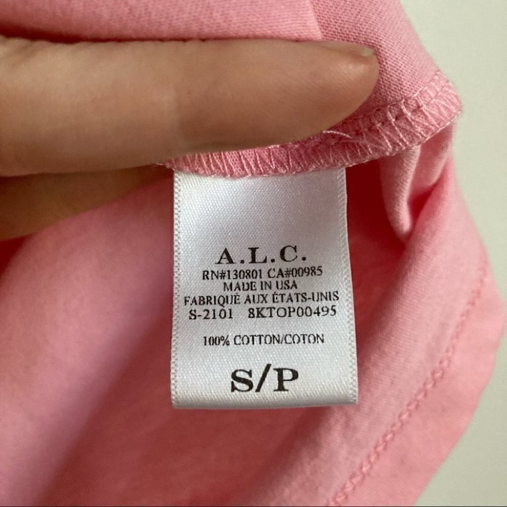 A.L.C Pink Poole Cotton Jersey Tee - Picture 7 of 9